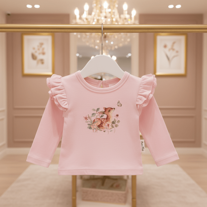 Organic Cotton Vintage Meadow Baby Tee - Pink | Blankee Baby