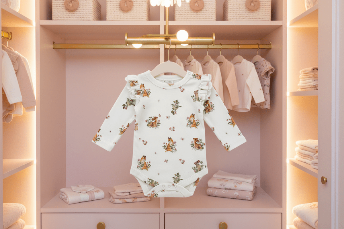 Organic Cotton Vintage Meadow Bodysuit - White | Blankee Baby