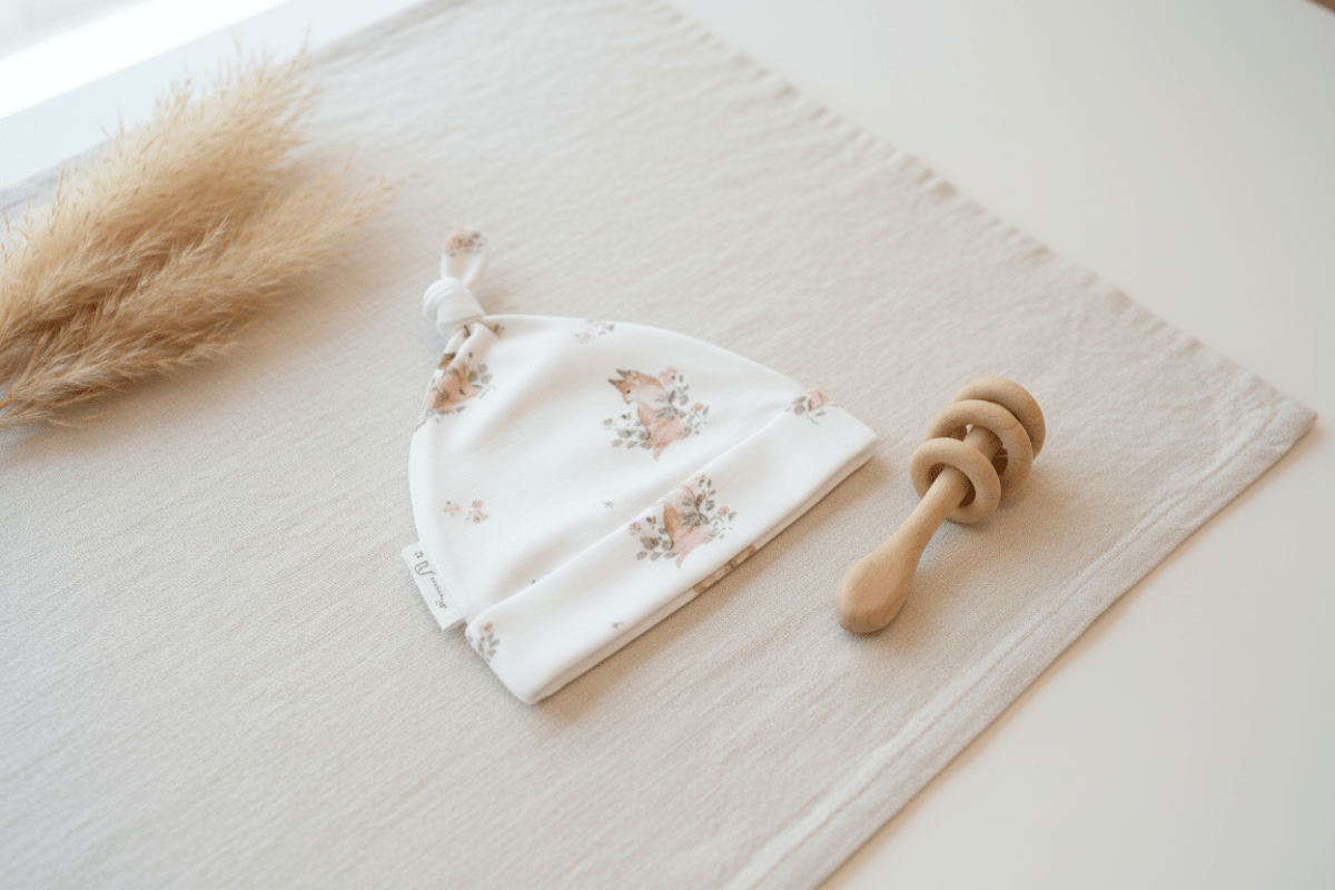 Organic Cotton Vintage Meadow Baby Hat - White | Aster & Oak | Accessories