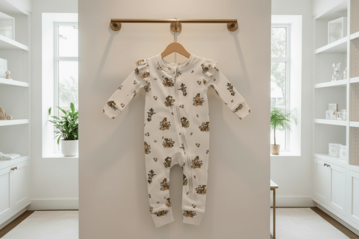 Organic Cotton Vintage Meadow One-Piece Romper - White | Aster & Oak | Rompers & Sets