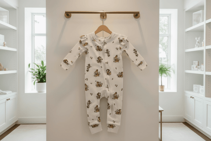 Organic Cotton Vintage Meadow One-Piece Romper - White | Aster & Oak | Rompers & Sets