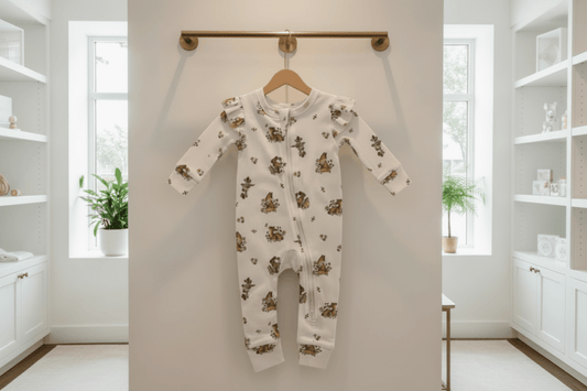 Organic Cotton Vintage Meadow One-Piece Romper - White | Aster & Oak | Rompers & Sets