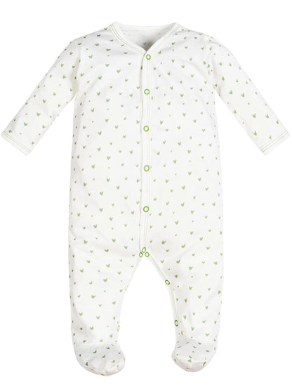Organic Cotton Baby Footie - Spring Hearts - Blankee Baby